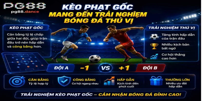 Kèo phạt góc PG88 mang đến trải nghiệm cá cược bóng đá trực tuyến thú vị